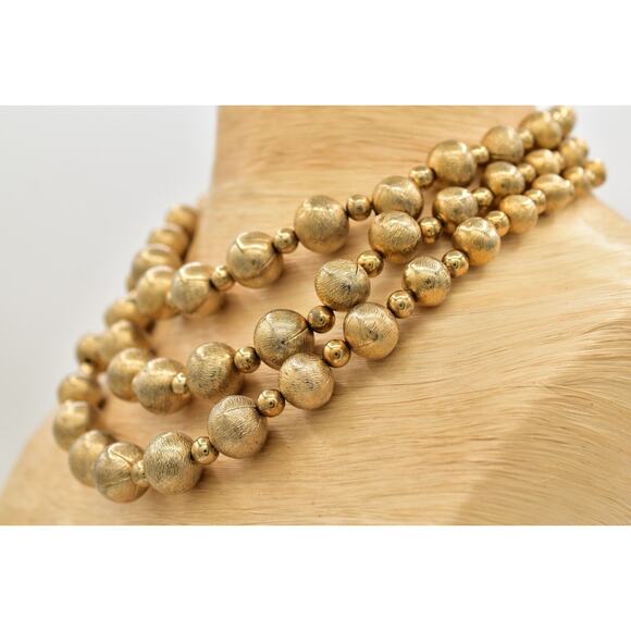 Coro Multi-Layered Beaded Collar Necklace Gold Tone Chunky Signed 1950s BinBM - Picture 12 of 16